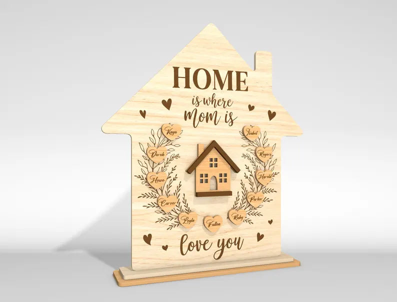 “Home is Where Mom Is” Custom Family House Plaque
