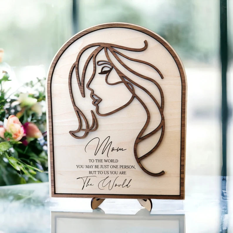 “You Are the World” Mom Silhouette Plaque