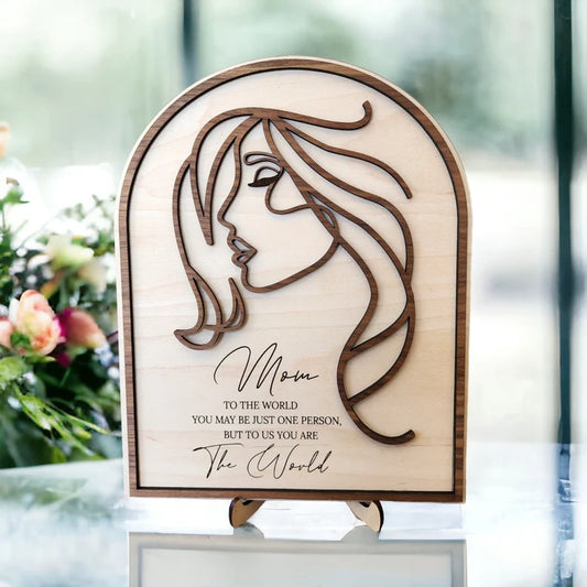 “You Are the World” Mom Silhouette Plaque