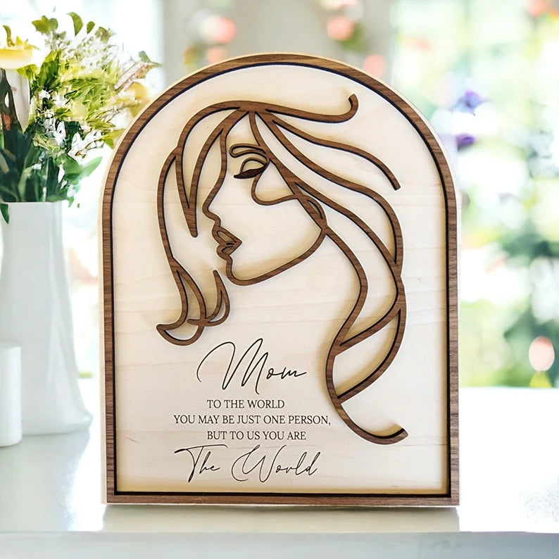“You Are the World” Mom Silhouette Plaque