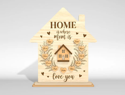 “Home is Where Mom Is” Custom Family House Plaque