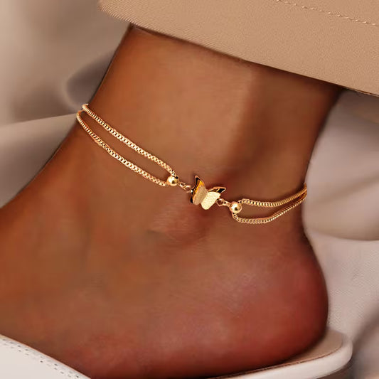 BR_1 - Golden Butterfly Grace Anklet