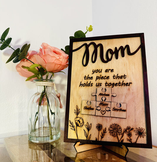 “Mom Puzzle – You Hold Us Together” Floral Frame